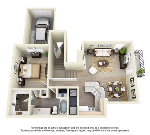 Floor plan for 1 bed, 1 bath, 781 sqft